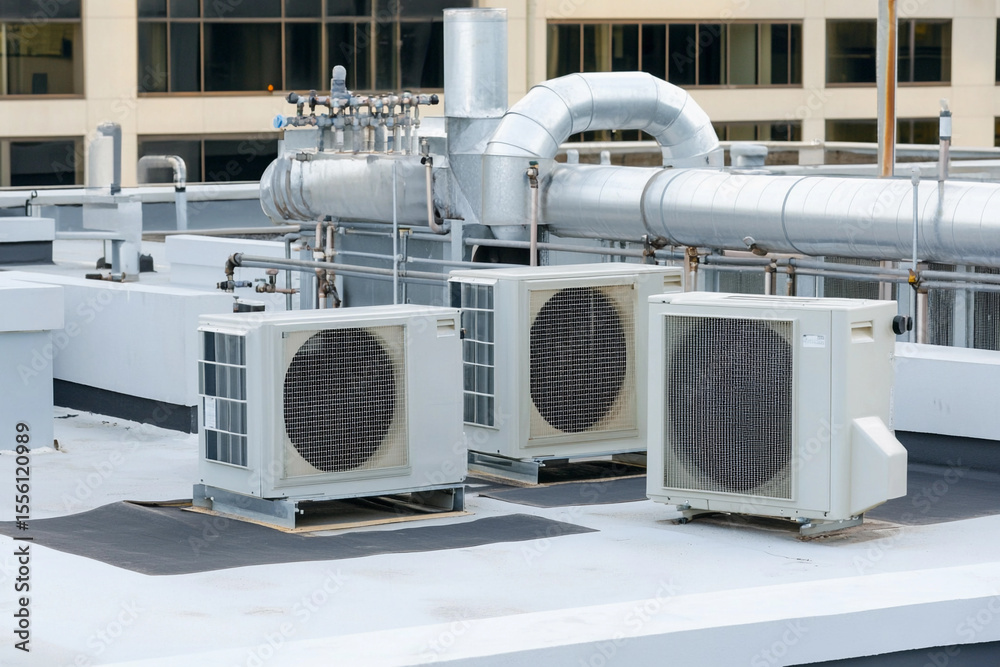 Aufkleber efficient commercial hvac system on a rooftop installation generative ai