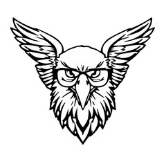 Fototapeta premium Smart Cartoon Eagle Head with Glasses – Vector Mascot Logo 