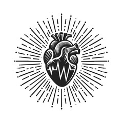 Obraz premium Human Heart Line Art Vector