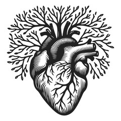 Fototapeta premium Human Heart Line Art Vector