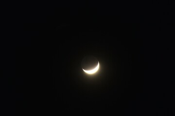 half moon shining floating on sky in night 