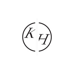 Initial Alphabet Design Unique Vector Circled Alphabet Monogram Simple Logo KH
