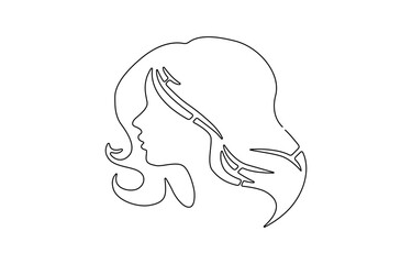 One Line Drawing of Female Abstract Face. Modern Single Line Art Woman Portrait, Minimalist Contour Drawing, Abstract female face rendered in one continuous line.