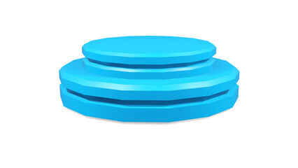 3d blue pedestal podium mockup round shape for design and product presentation on white isolated background