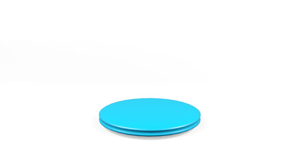 3d blue pedestal podium mockup round shape for design and product presentation on white isolated background
