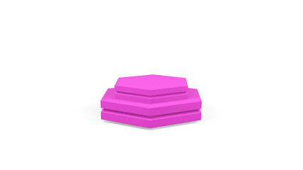 3d lilac pedestal podium mockup hexagon shape for design and product presentation on white isolated background