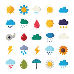 A set of weather icon with white background