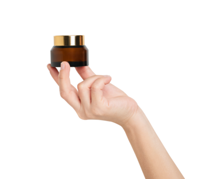 Hands holding cream product, blank cosmetic tube on background. Mockup of packaging. - Powered by Adobe