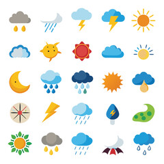 A set of weather icon with white background