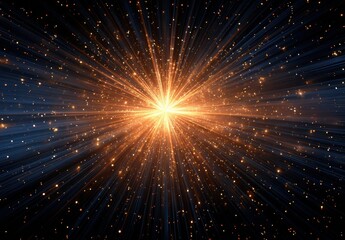 Glowing star emitting rays in cosmos. Abstract background. For visual element