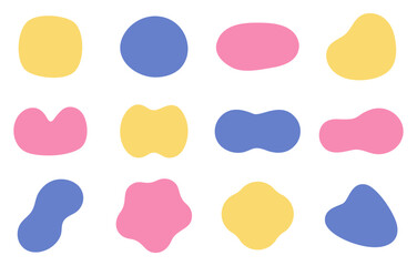 Bright Pastel Fluid Shapes – Pink, Yellow and Blue Abstract Elements

