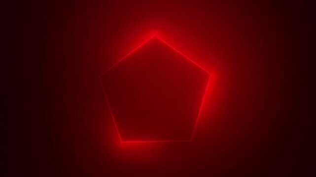 Neon polygon shape Frame animated backdrop with place for text, Glowing neon lines sign with flicker on black background, abstract loop saber Effect for logo reveal, led electric Placeholder gradient