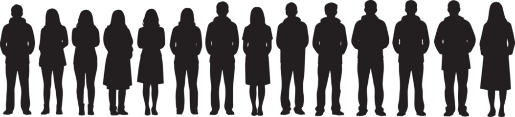 Silhouette Group of People Diverse Team or Community Concept