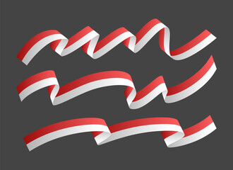 Set wavy flag indonesia