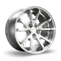 Shiny Silver Wheel: A captivating close-up showcases a shiny silver wheel, its polished surface reflecting the light with a sense of speed and elegance. 