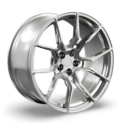 Polished Alloy Wheel: A close-up shot of a shiny, alloy wheel with a modern, multi-spoke design, showcasing its sleek and elegant form.
