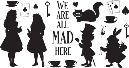 Alice in Wonderland Silhouette Collection Mad Hatter, Cheshire Cat, and More