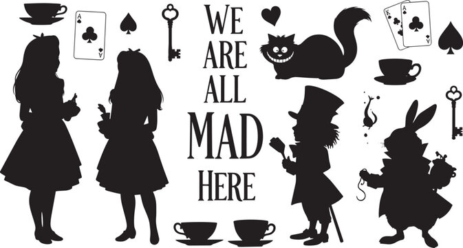 Alice in Wonderland Silhouette Collection Mad Hatter, Cheshire Cat, and More