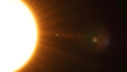 Celestial Bodies in Cosmic Space with Bright Star and Planets