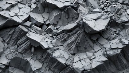 Abstract Textured Surface of Cracked Rocks in Monochrome Shades
