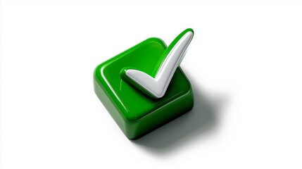 Modern green checkmark symbol on white, flat vector style. Simple, clean design representing approval and success.
