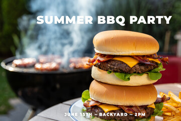 Retro Summer BBQ party flyer templates set. BBQ grill cards for social media marketing. Barbecue post designs. Stock vector poster