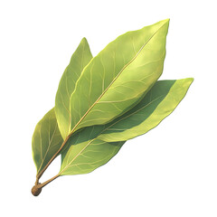 Obraz premium Three bay leaves, detailed illustration.