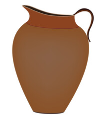 Clay jug isolated on white background