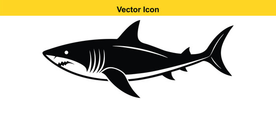 Shadowed Majesty: An elegant, monochrome illustration of a shark glides through the deep. The artwork portrays the shark's streamlined form, capturing its majestic essence.