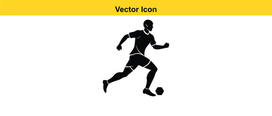 Soccer Players Silhouette Vector Football Player Running, Kicking Ball Sports Team Black Clipart for Game or Match Design. football plyer vector