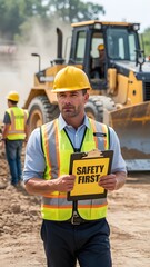 A man wearing a hard hat and vest