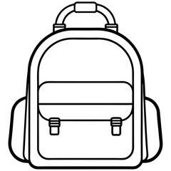 Black outline school backpack icon on white background school bag luggage