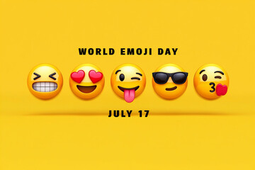 World Emoji Day Social Media Template Flat Cartoon Background Vector Illustration