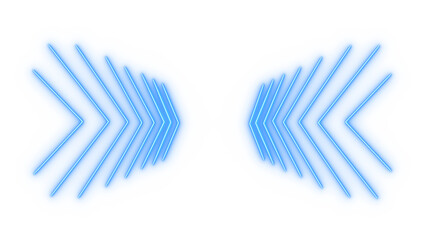 Abstract Blue Neon Arrows: Dynamic, Symmetrical, Futuristic Design Element