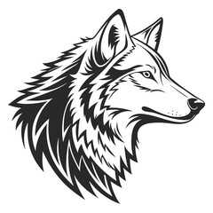 Fototapeta premium Stylized black and white illustration of a wolf head profile animal wildlife