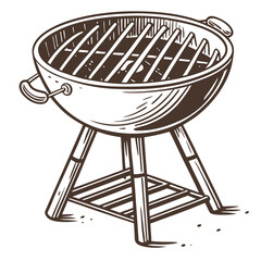 Classic charcoal grill on white, for smoky barbecue, perfect for outdoor cooking and picnics.