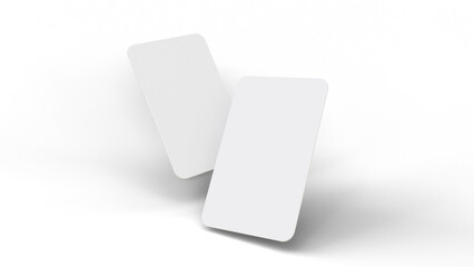 Plastic credit card vertical mockup. Atm empty debit payment. Debit card mock up on isolated background. Business card mock up with front and back. Empty mockup for presentation.