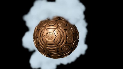 Abstract Bronze Sphere with Ethereal Smoke, 3D Render - Powered by Adobe