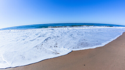 Beach Ocean Wave Wash Sand Horizon Blue Landscape