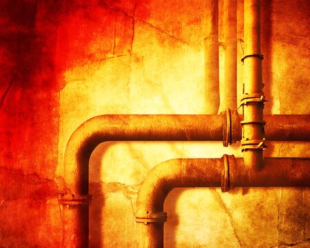 Grungy industrial pipes with aged texture