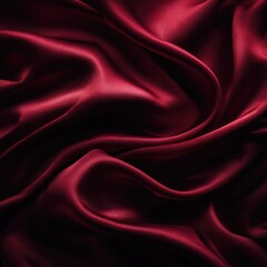 Fototapeta premium Deep crimson silk fabric with dramatic folds and shadows, showcasing luxurious texture and sheen