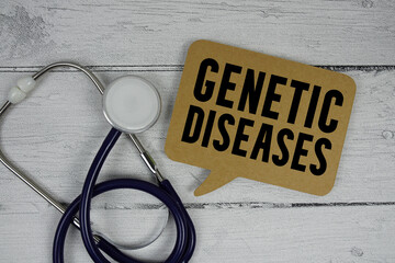 Genetic Diseases text with Stethoscope on wooden background