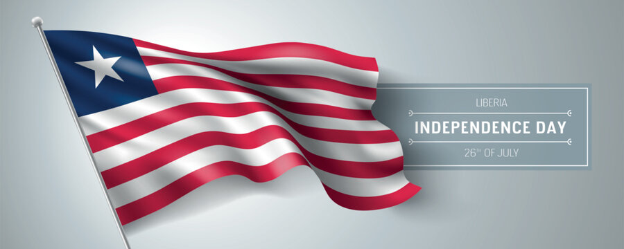 Liberia happy independence day greeting card, banner vector illustration