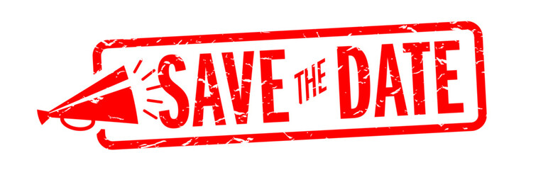 " Save the date " red stamp	