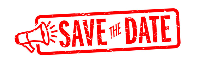 " Save the date " red stamp	