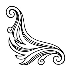 Elegant black and white swirl design decorative corner flourish ornament vector illustration