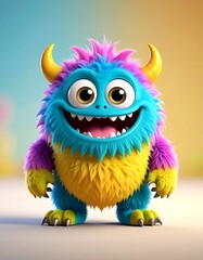 Naklejka premium A whimsical cartoon monster with quirky features and vibrant colors.