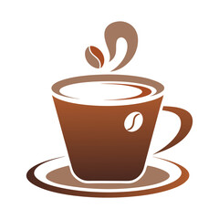 Steaming coffee cup with beans and saucer vector