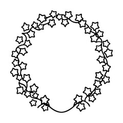 Decorative star vine circle frame in elegant minimalist black and white design