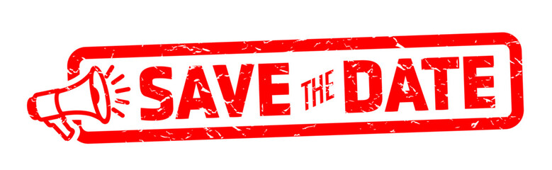 " Save the date " red stamp	